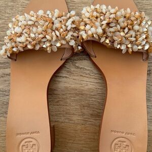 Tory Burch Beaded Tan Sandals
